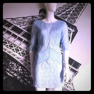 Lace and mesh bodycon mini dress
